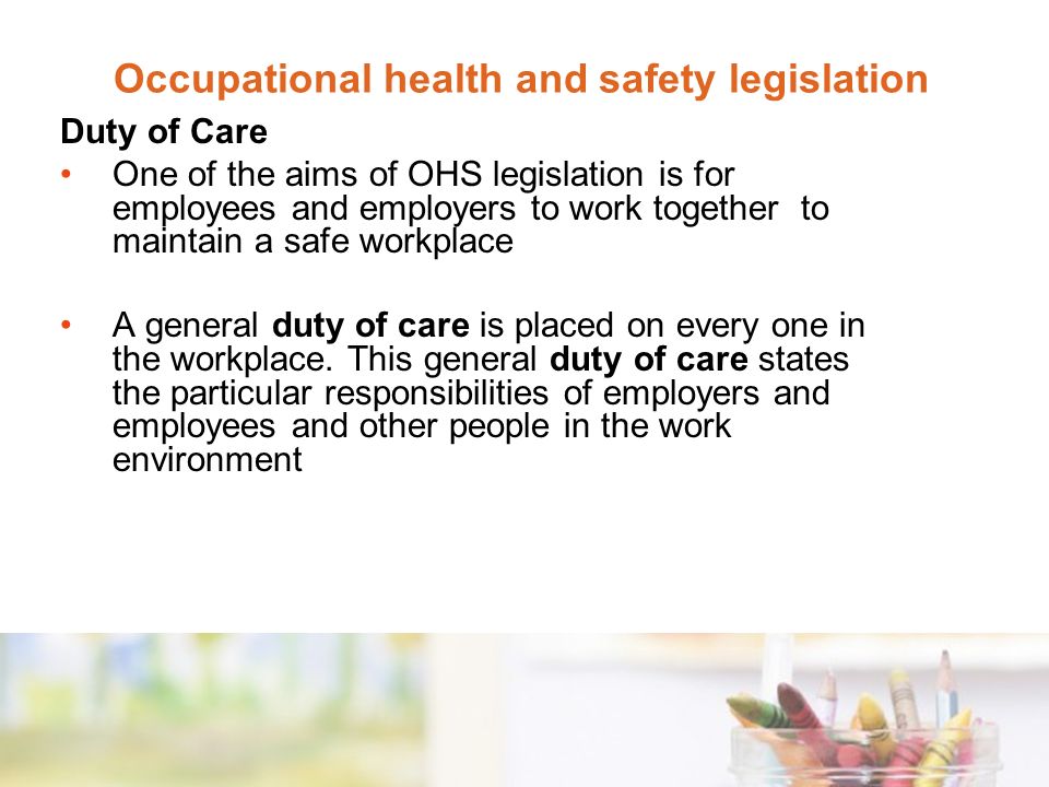 Occupational health and safety legislation