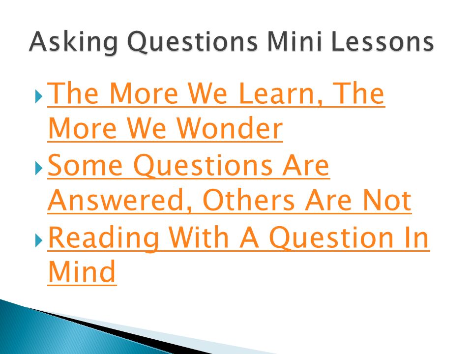 Asking Questions Mini Lessons