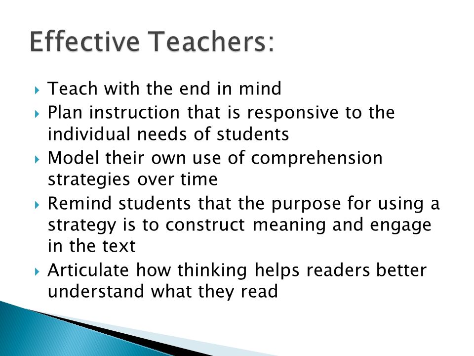Effective Teachers: Teach with the end in mind
