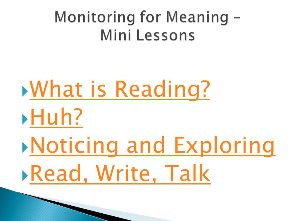 Monitoring for Meaning – Mini Lessons