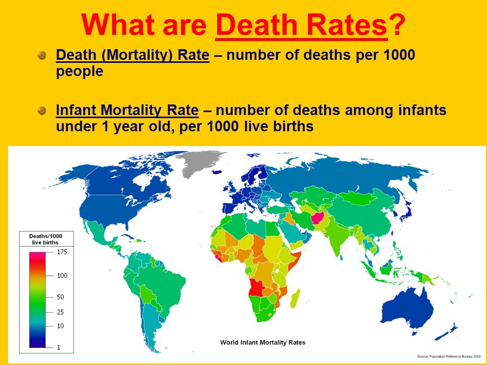 What are Death Rates Death (Mortality) Rate – number of deaths per 1000 people.