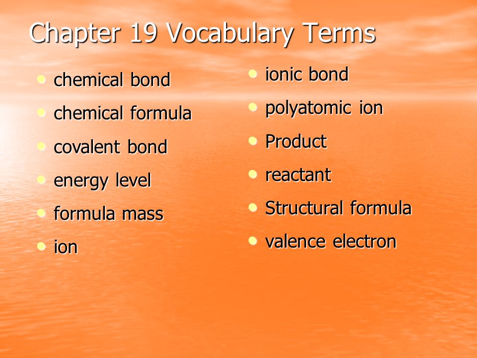Chapter 19 Vocabulary Terms