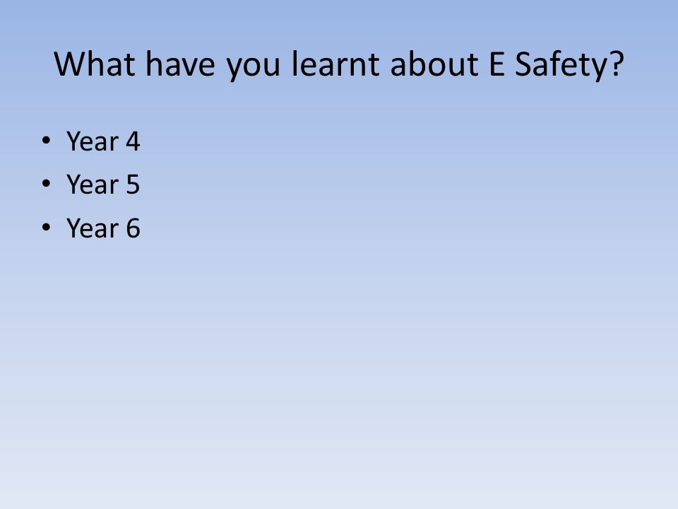 What have you learnt about E Safety