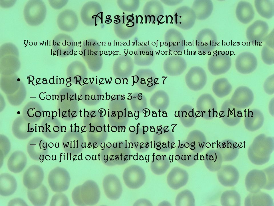 Assignment: Reading Review on Page 7