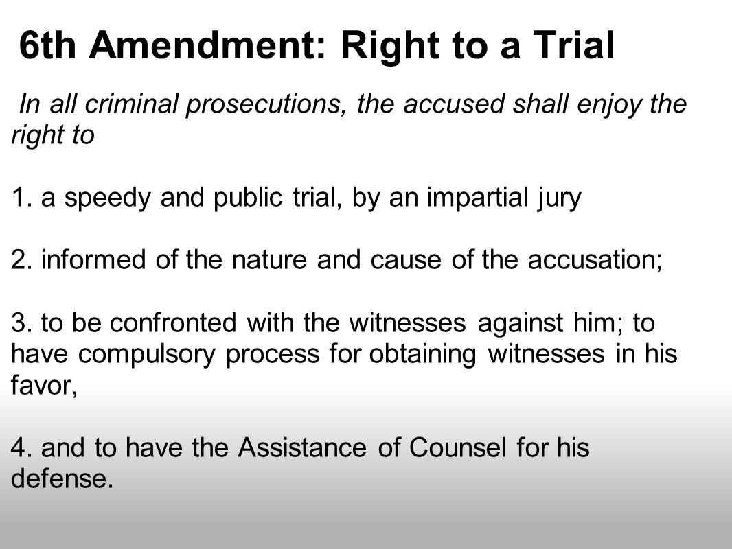6th Amendment: Right to a Trial