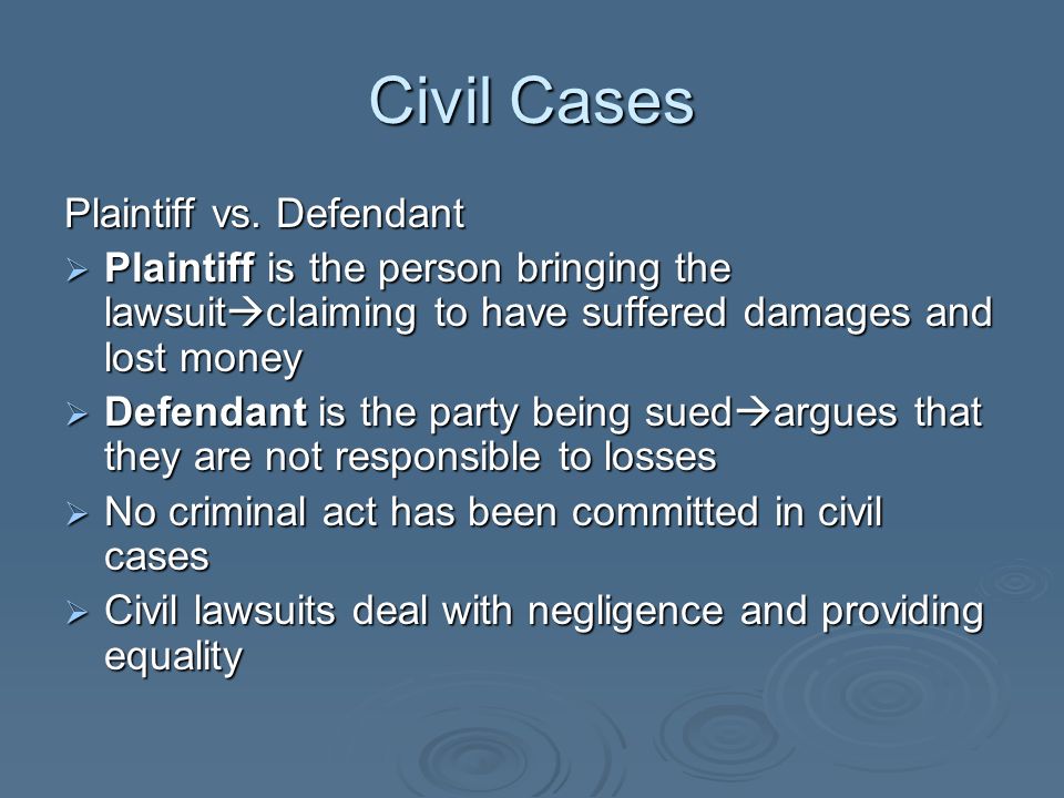 Civil Cases Plaintiff vs. Defendant