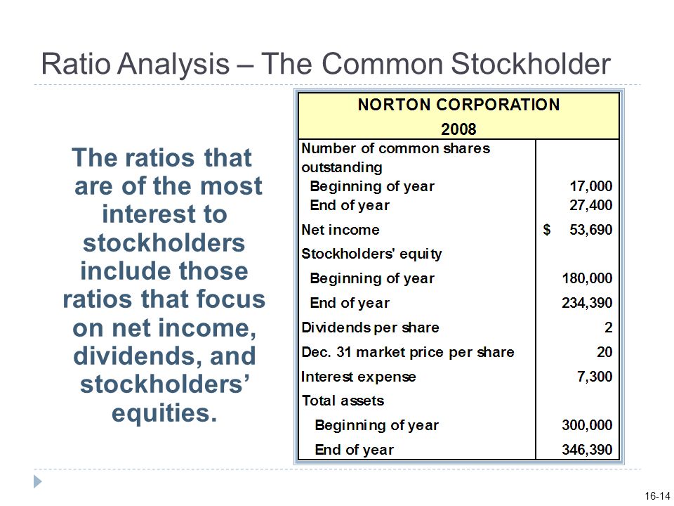 Ratio Analysis – The Common Stockholder