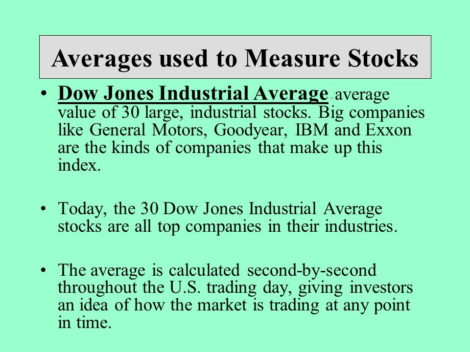 Averages used to Measure Stocks