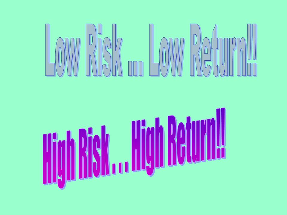 Low Risk ... Low Return!! High Risk High Return!!