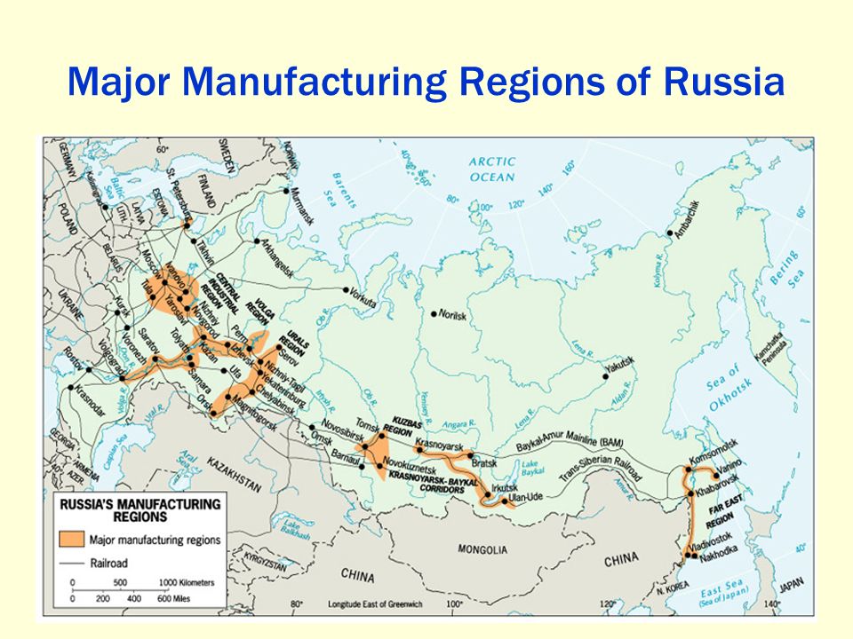 Major Manufacturing Regions of Russia