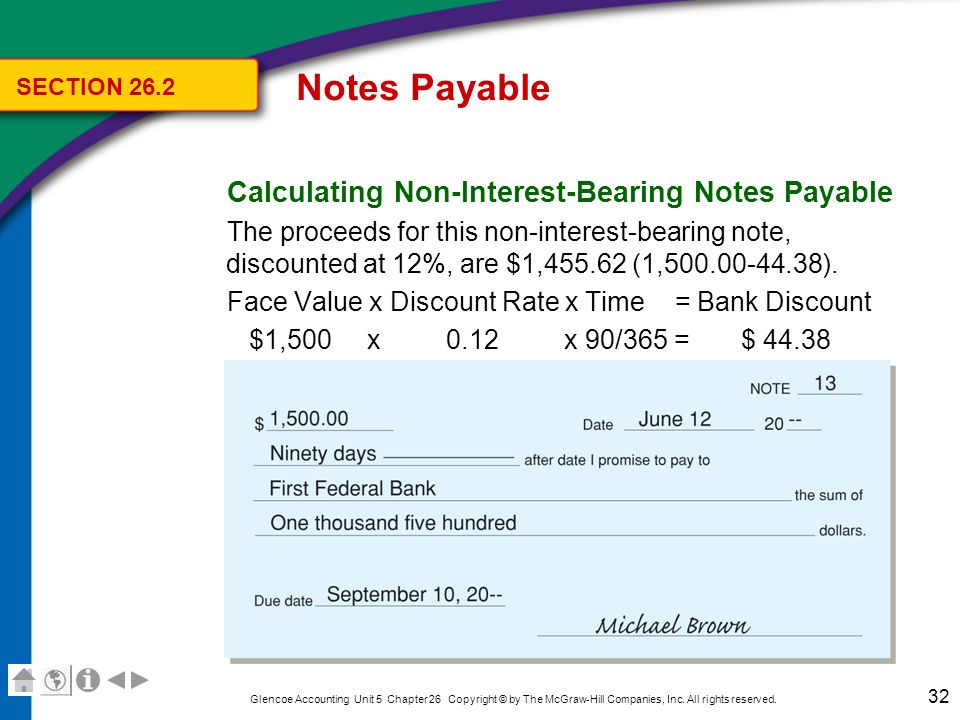 Notes Payable SECTION Recording the Issuance of a Non-Interest-Bearing Note Payable.