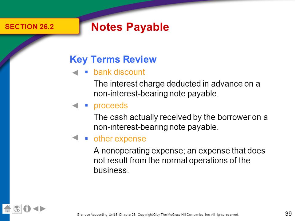 Chapter 26, Section 3 Notes Payable and Receivable