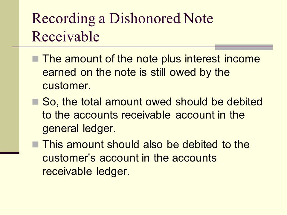 Recording a Dishonored Note Receivable