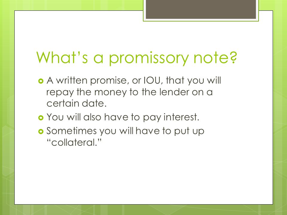 What’s a promissory note