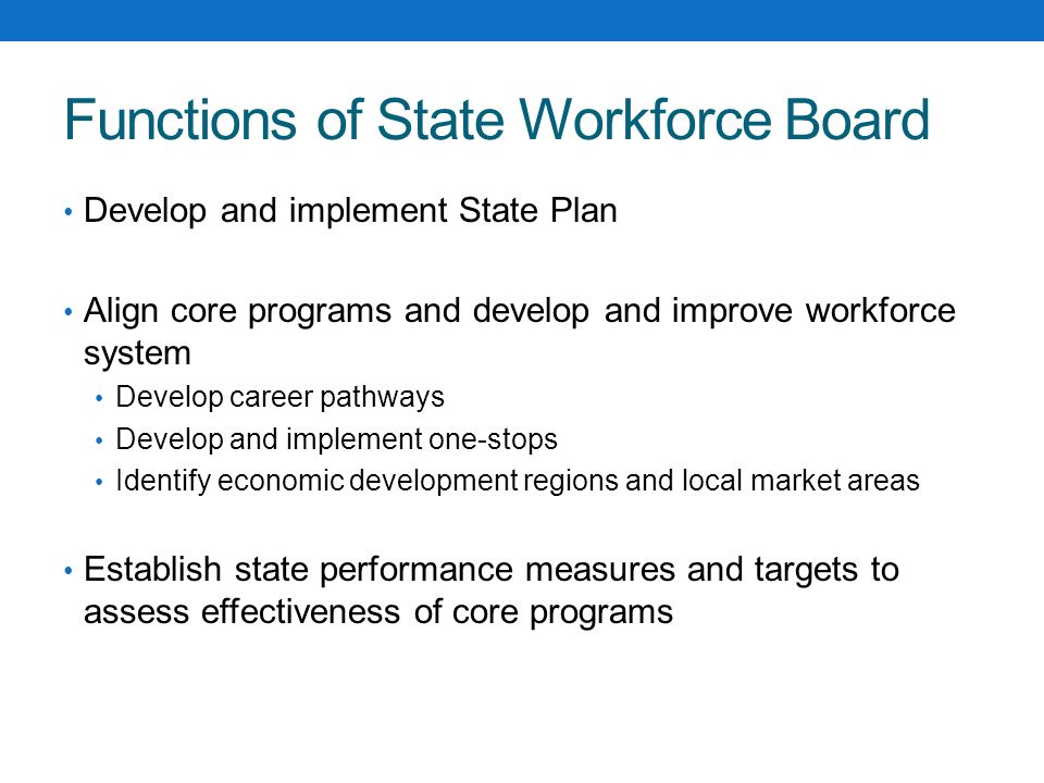 Functions of State Workforce Board