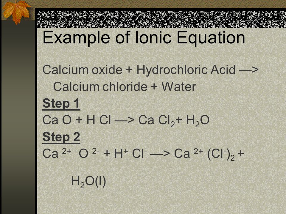 Example of Ionic Equation