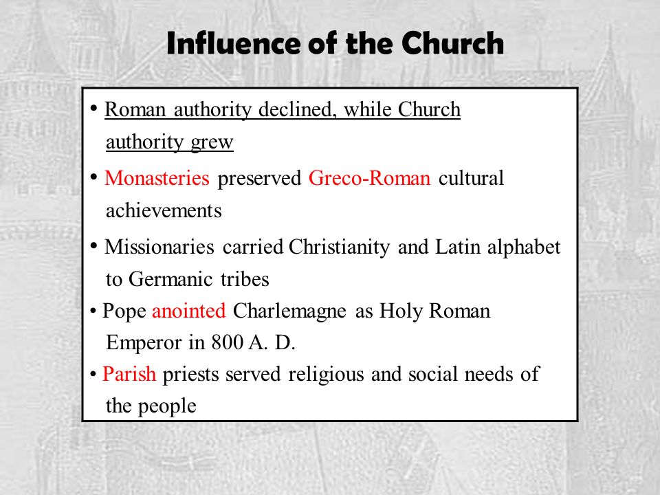 Influence of the Church