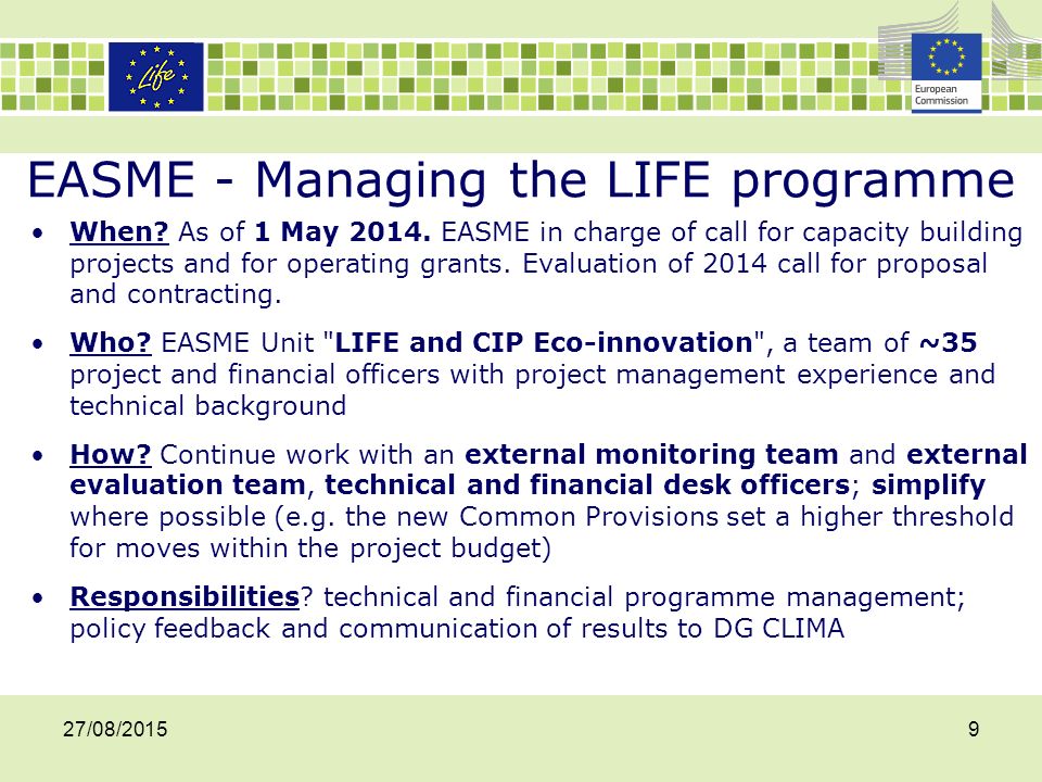 EASME - Managing the LIFE programme