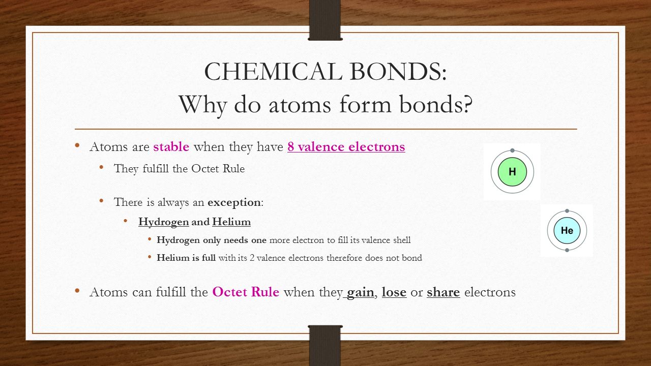 CHEMICAL BONDS: Why do atoms form bonds