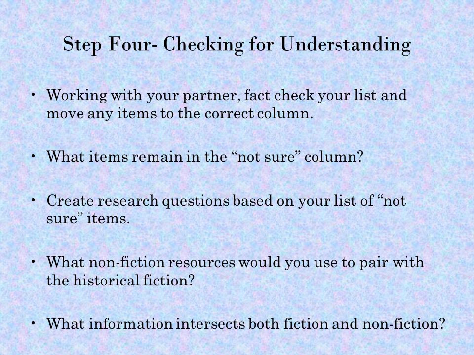 Step Four- Checking for Understanding