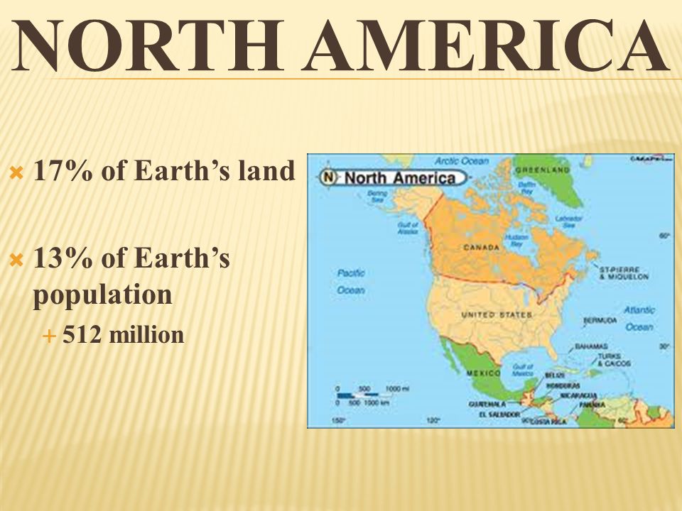 North America 17% of Earth’s land 13% of Earth’s population