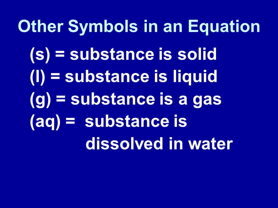 Other Symbols in an Equation