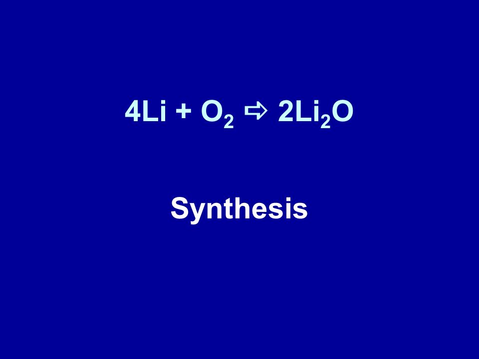 4Li + O2 a 2Li2O Synthesis