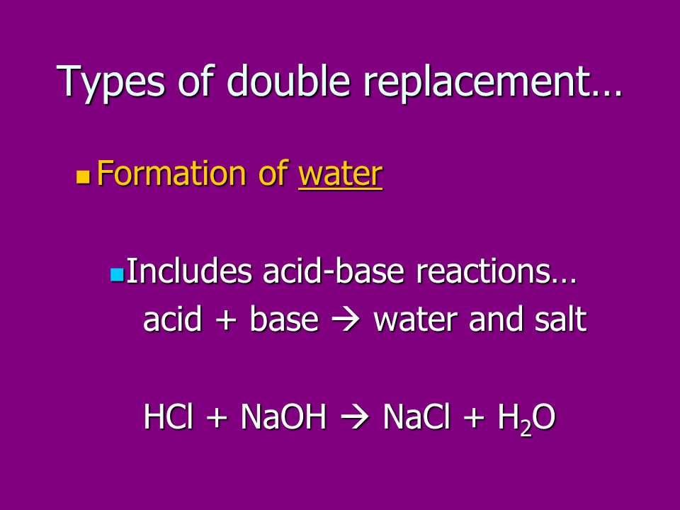 Types of double replacement…