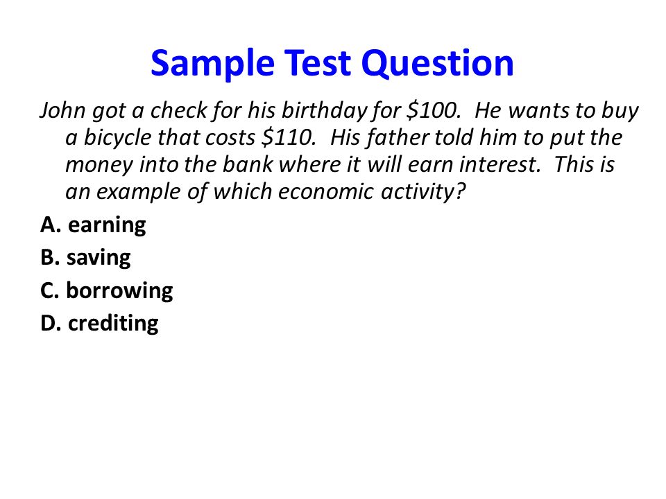 Sample Test Question
