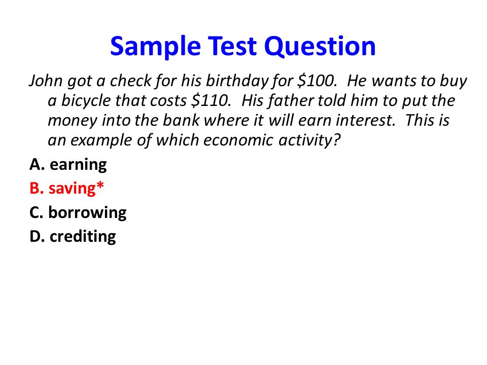 Sample Test Question
