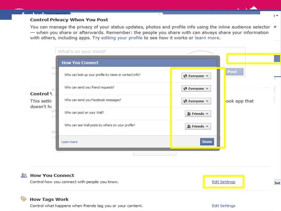 Facebook Security Keep your child’s and your own profile safe by: