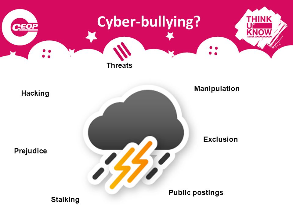 Cyber-bullying Threats Manipulation Hacking Exclusion Prejudice