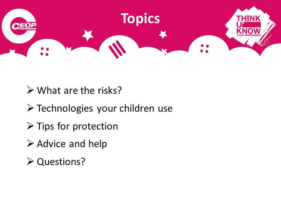 Topics What are the risks Technologies your children use