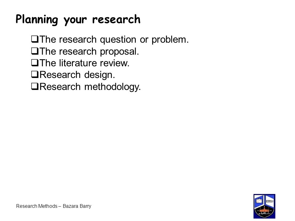 Planning your research