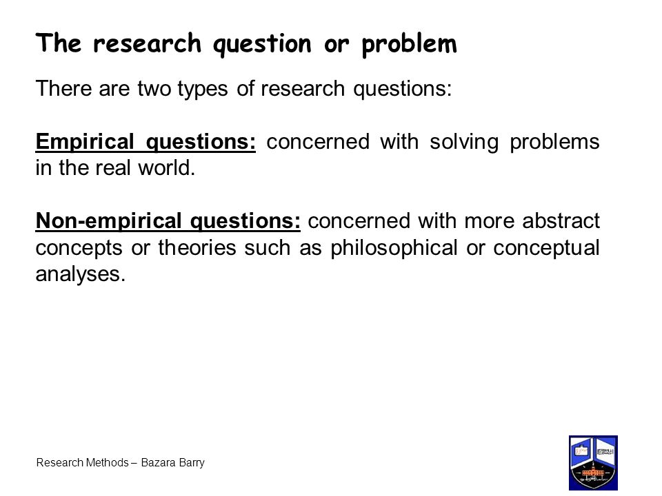The research question or problem