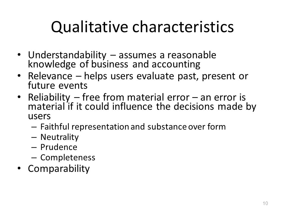 Qualitative characteristics