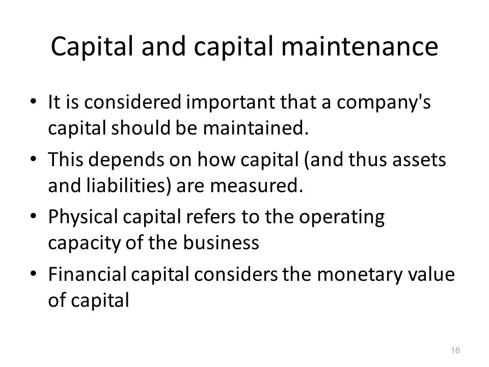 Capital and capital maintenance