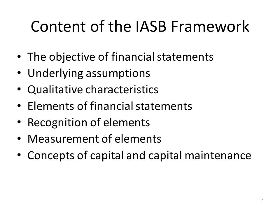 Content of the IASB Framework