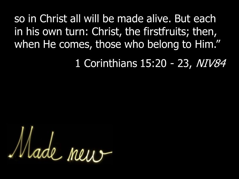 so in Christ all will be made alive
