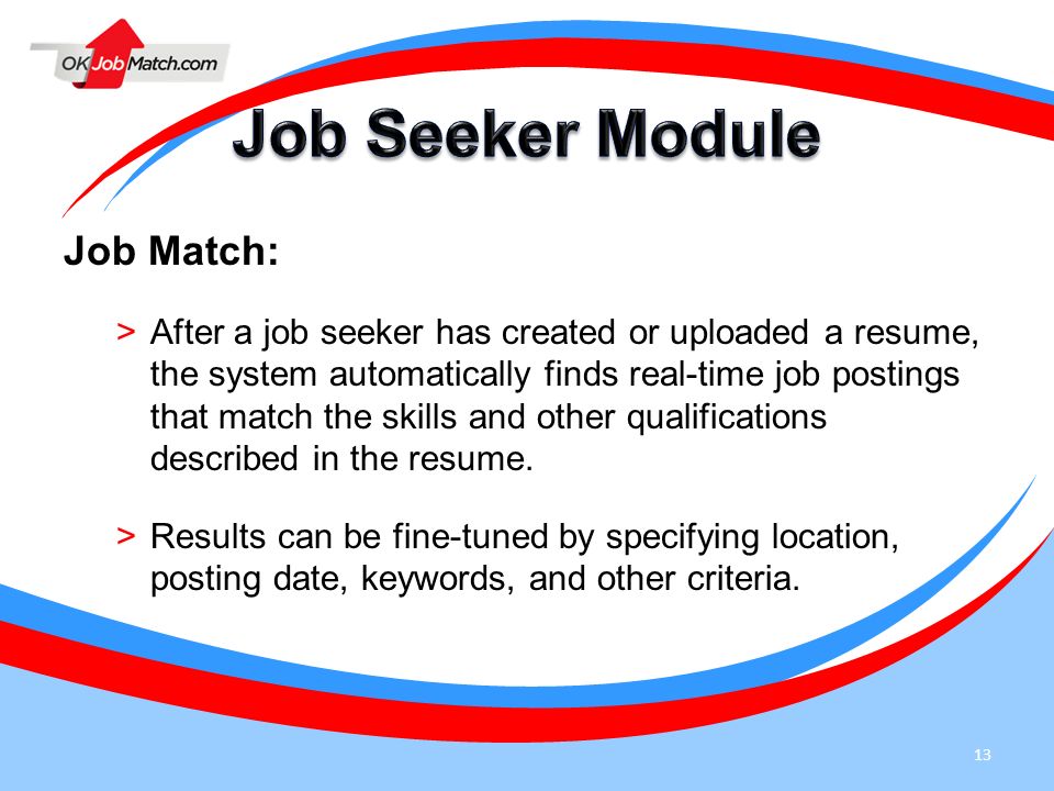 Job Seeker Module Job Match: