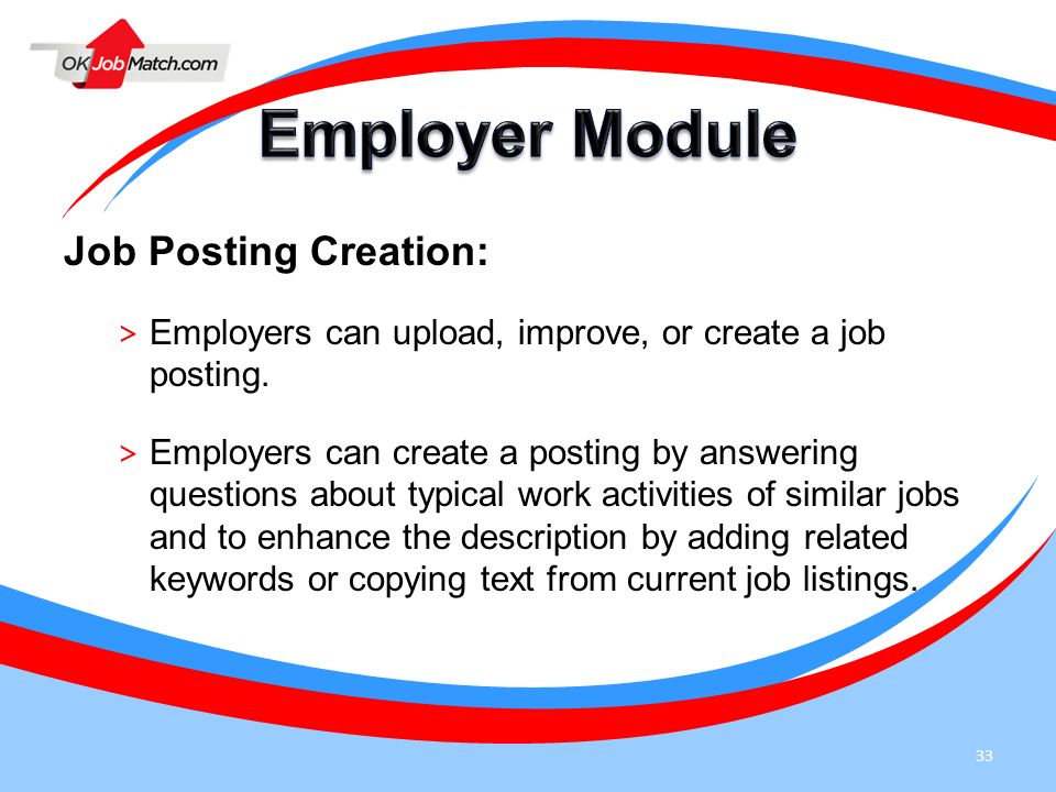 Employer Module Job Posting Creation: