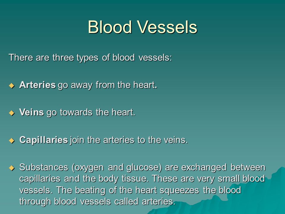 Blood Vessels There are three types of blood vessels: