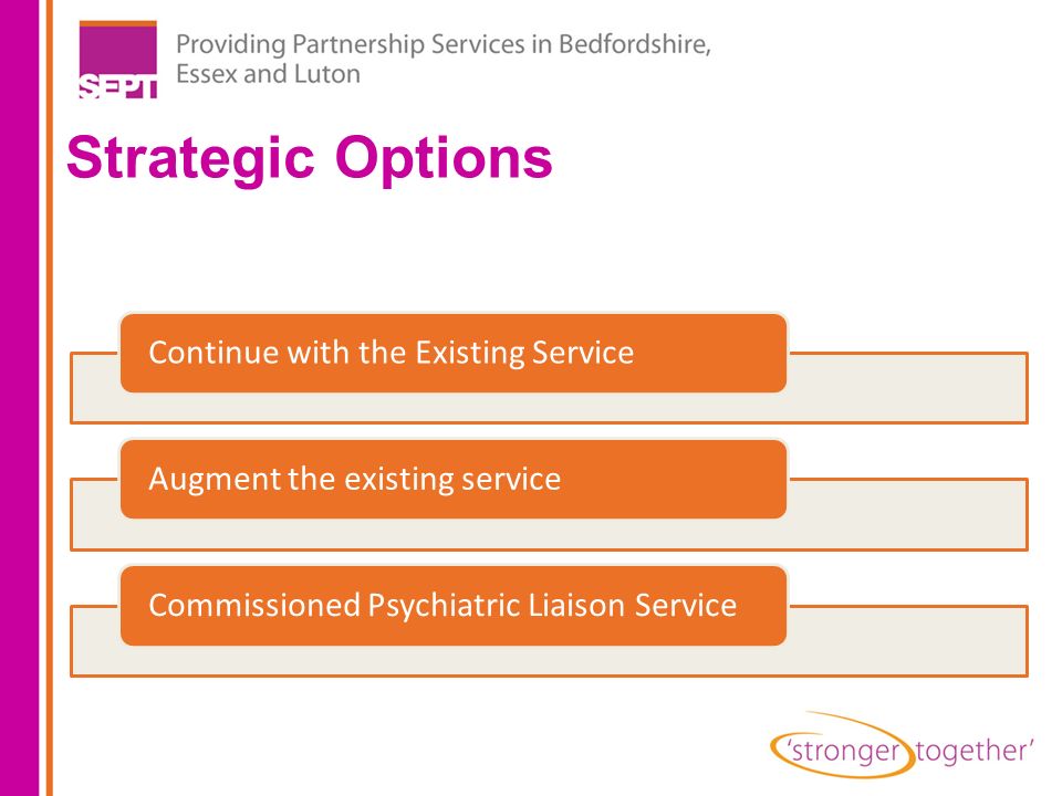 Strategic Options Continue with the Existing Service