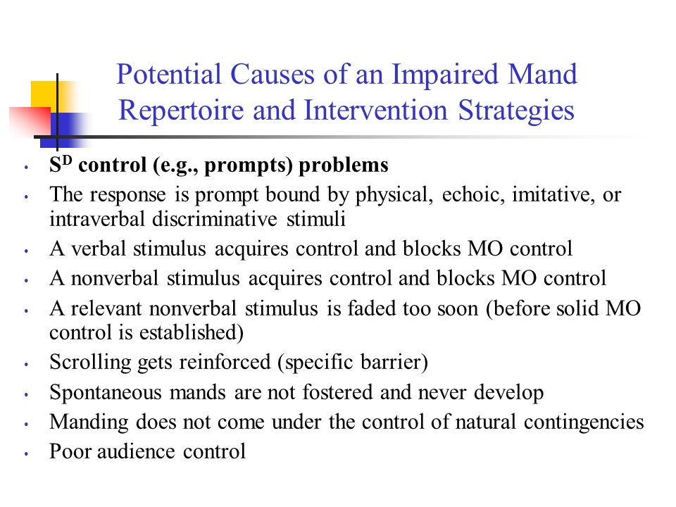 Potential Causes of an Impaired Mand Repertoire and Intervention Strategies