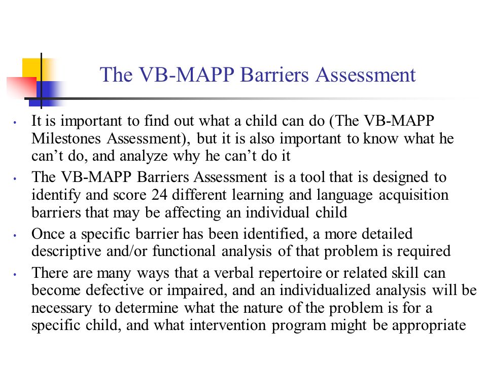 The VB-MAPP Barriers Assessment