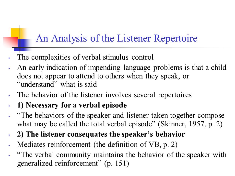 An Analysis of the Listener Repertoire