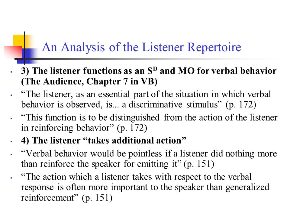 An Analysis of the Listener Repertoire