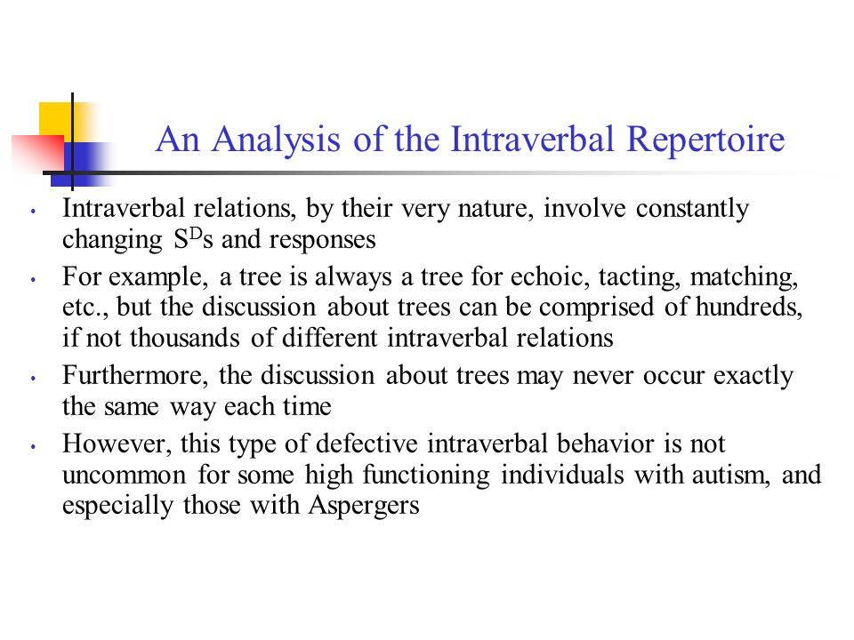 An Analysis of the Intraverbal Repertoire