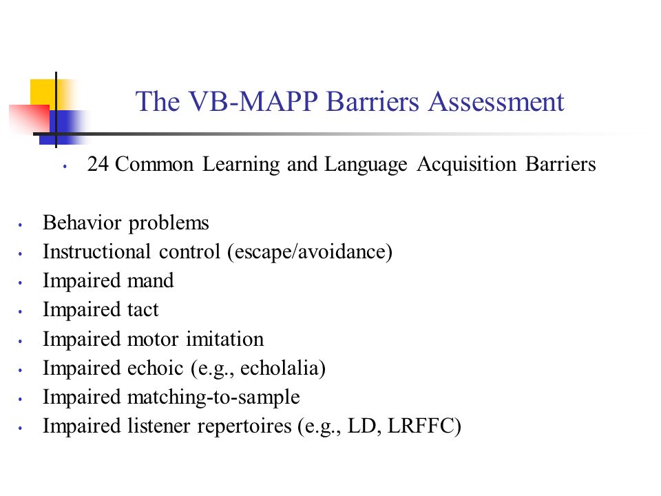 The VB-MAPP Barriers Assessment