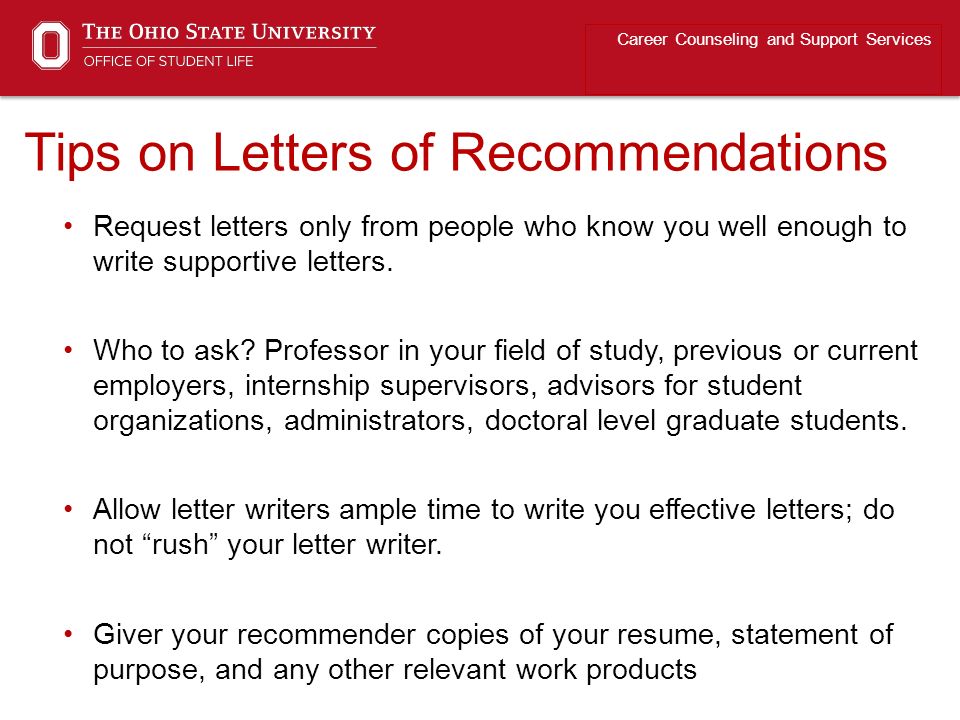 Tips on Letters of Recommendations